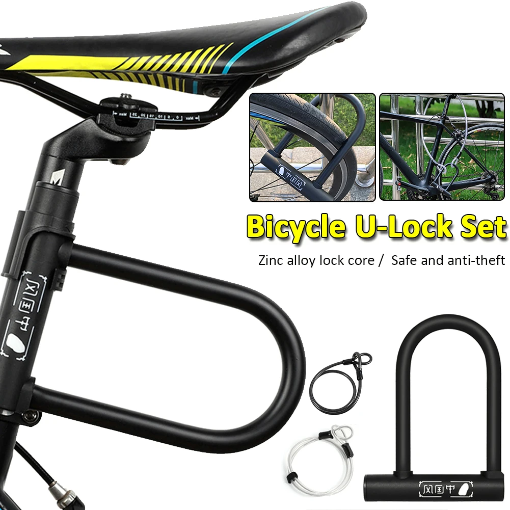 

Bicycle U Lock Set Security Anti-Theft Bike Wheel Lock 2 Keys Safety Cable Bike Lock MTB Bicycle Motorcycle Scooter Accessories