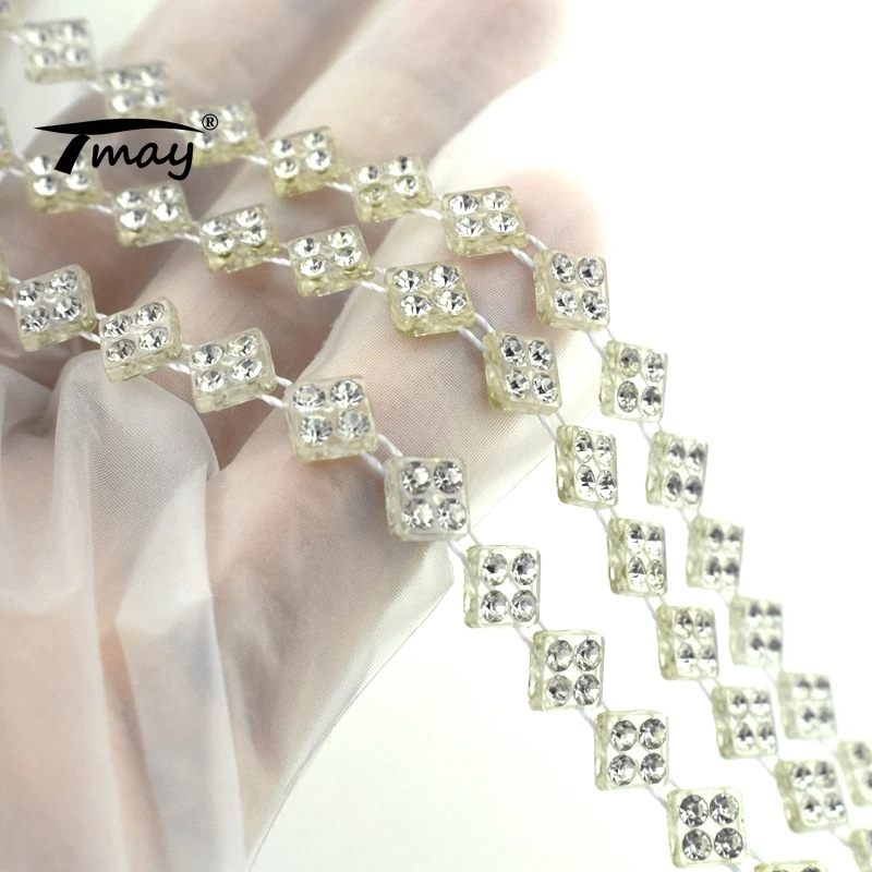 20014 прозрачная Стразы Лента 1 ярд хлопчатобумажная лента для одежды обуви используется неэластичная тесьма