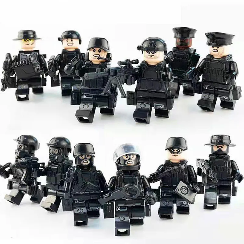 Кукольные кирпичи SWAT в стиле милитари совместимы с подарками-пазлами Lego |