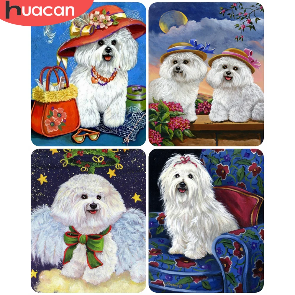 

Картина по номерам HUACAN, настенное украшение с изображением собаки, животного, уникальный подарок на холсте, ручная роспись, Раскрашивание п...