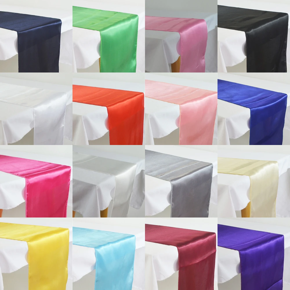 30x275cm Satin Table Runners For Wedding Party Modern Table Runner New Year Home Gold/Royal blue Table runner cloth Decorations images - 6