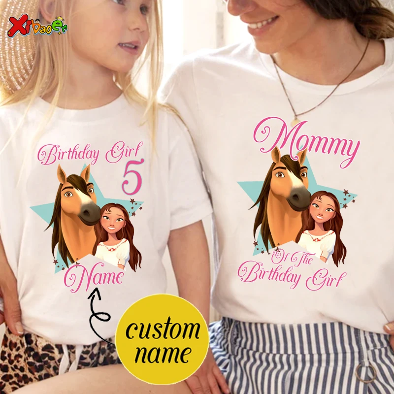 

Birthday Shirt for Family Matching Clothes Horse Party Girls TShirt Gift Custom Name Kids Clothing Outfit Children Clothes Daddy