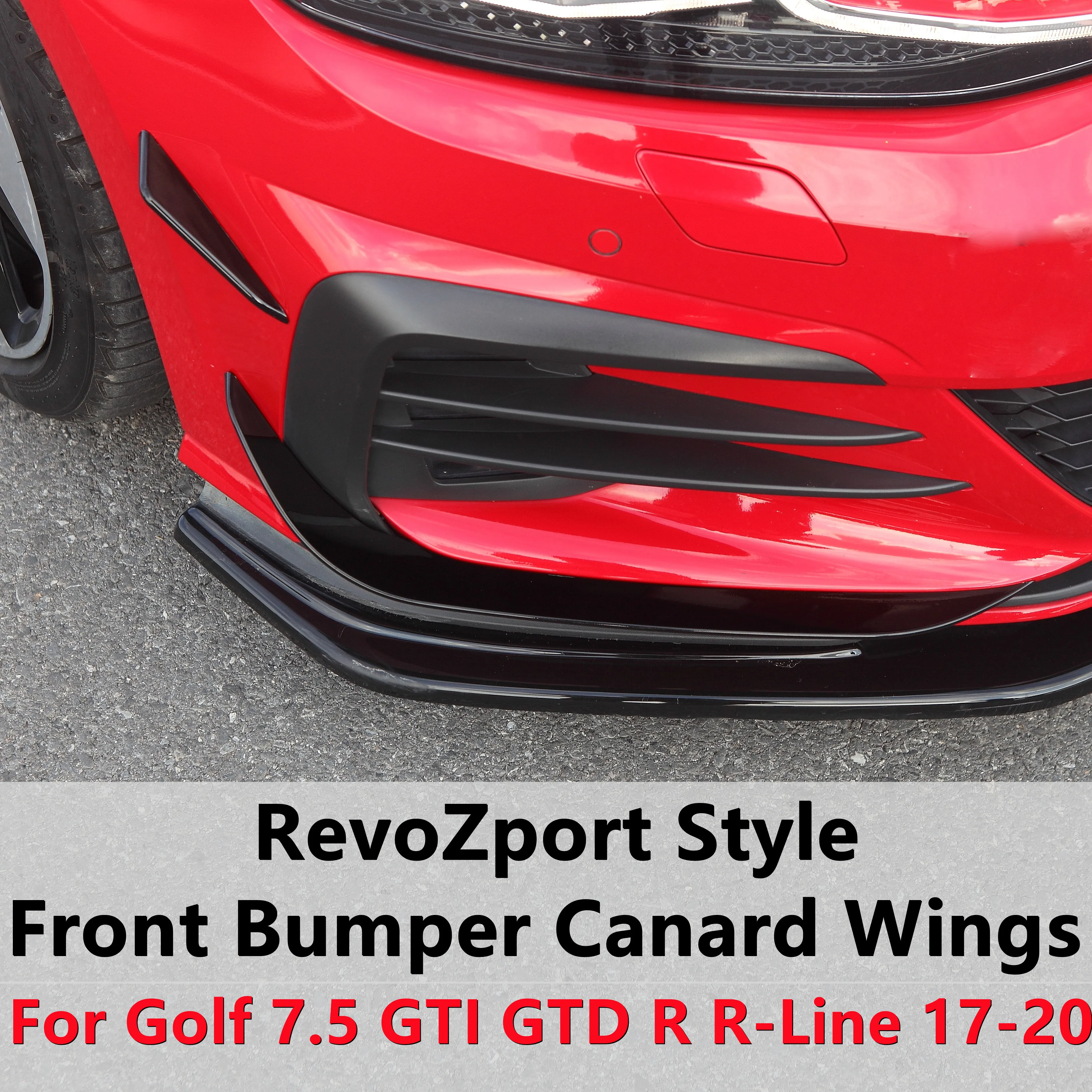 Глянцевый черный RevoZport Стиль передний бампер Aero Kit Canard Wings для Volkswagen Golf 6 7 7,5 GTI GTD R-Line 2009-2020 Глянцевый черный RevoZport Стиль передний бампер Aero Kit Canard Wings для Volkswagen Golf 6 7 7,5 GTI GTD R-Line 2009-2020