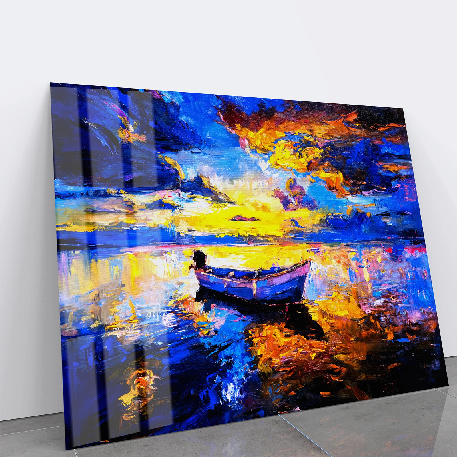 

60X40cm Abstract Modern Minimalist Frameless Tempered Glass Art Bedroom Living Room Sofa Backrest Wall Decoration Painting