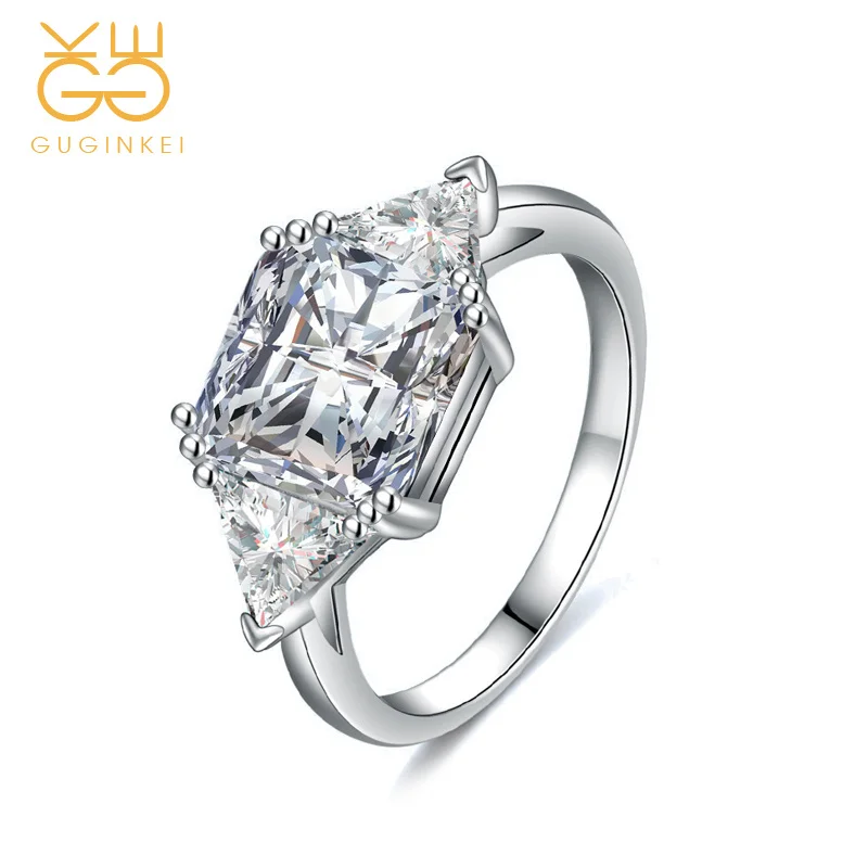 

GUGINKEI Classic Luxury Square Sweet Yellow Pink Zircon Rings for Women Wedding Engagement Jewelry 925 Sterling Silver Ring Gift