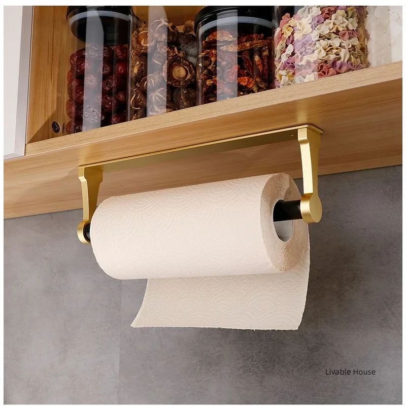 

Space aluminum black gold square cabinet, kitchen tissue holder, toilet roll holder, non perforated toilet paper holder