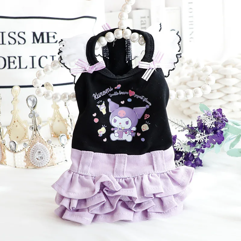 

Платье Kuluomi для домашних питомцев, одежда для собаки, ковбойская юбка, одежда для собак, очень маленький симпатичный принт чихуахуа, весенне-летние фиолетовые маски для девушек