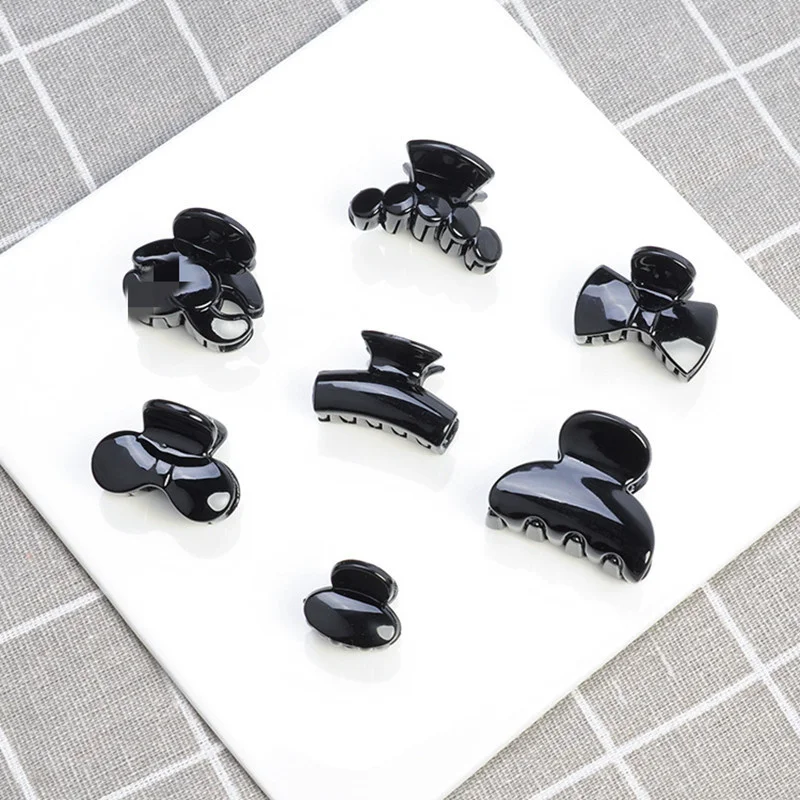 

Hot sale Mini Hair Claw Clips Solid Black Acrylic Crabs Headwear Simple Geometric Bang Hairpin For Women Accessories 5pcs/ 6pcs