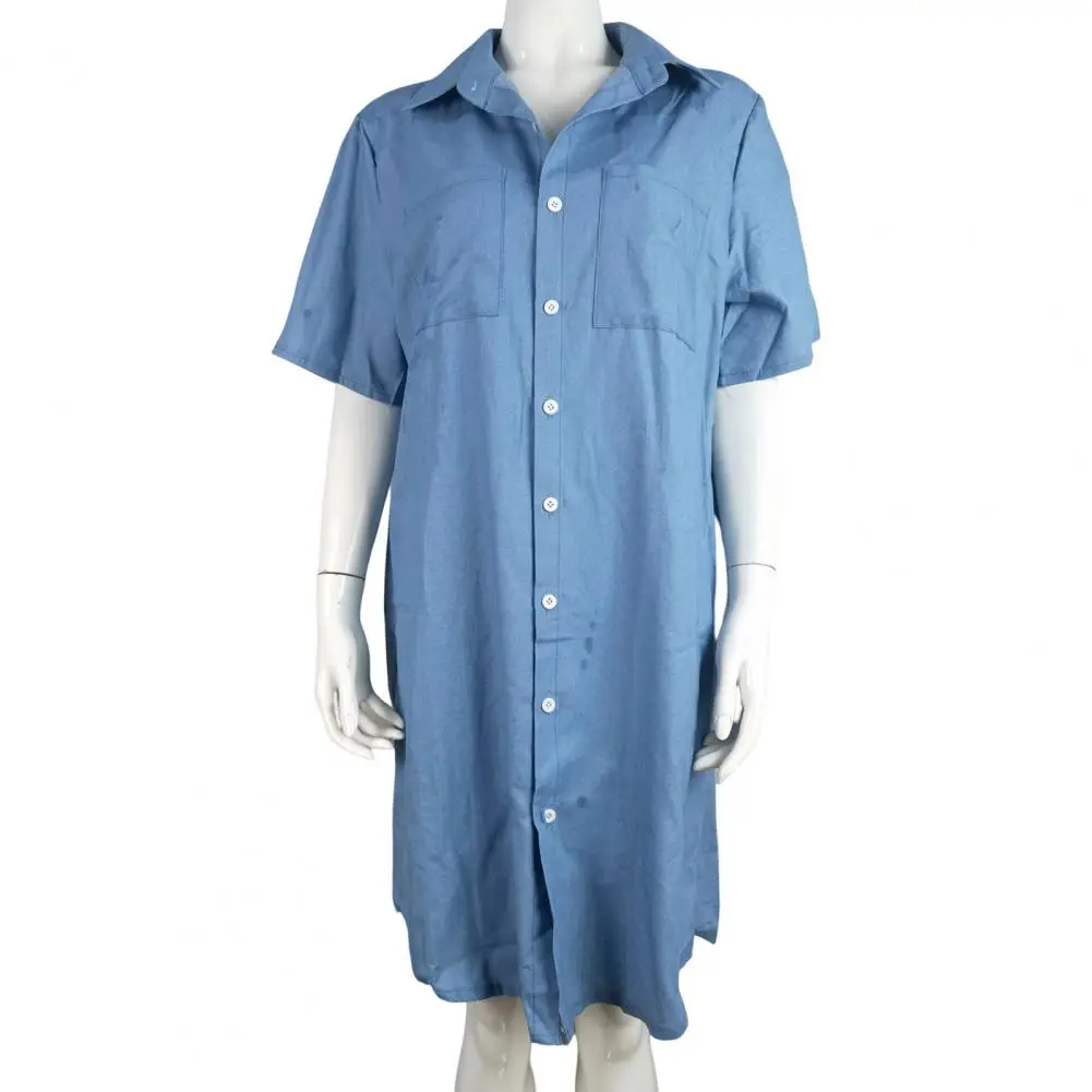 

Popular Women Sundress Pure Colour Female Denim Dress A-Line Knee Length Dress for Parties Beach Dress