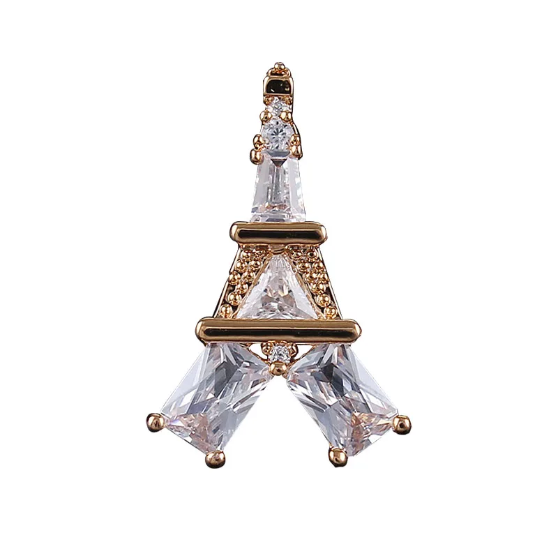 

Korean New High-end Zircon Brooch Rhinestone Eiffel Tower Brooches for Men Fashion Suit Shirt Small Collar Pin Jewelry Gifts
