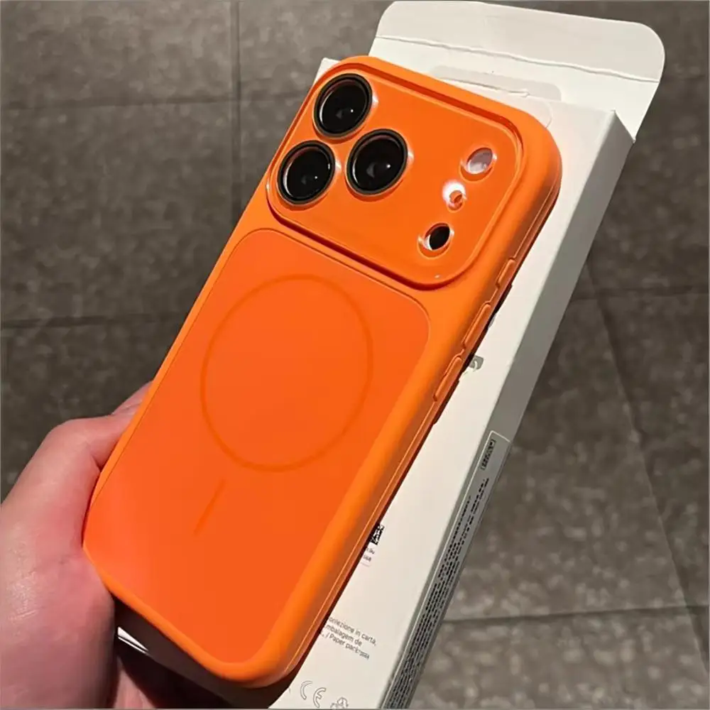 Фото Оригинальный жидкий силиконовый магнитный чехол для iPhone 17, 16, 15, 14, 13 Pro Max, 17 Pro с защитой стеклянных линз Magsafe, мягкая задняя крышка, чехол на айфон 17 15 про макс №2