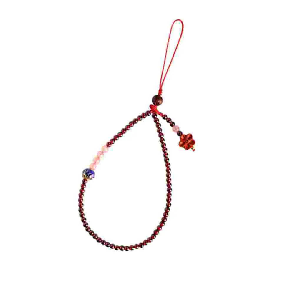 

Lanyard Charms Charm Wrist Cell Garnet Jewelry Strap Mobile Rope Hangingwomen Lanyards Beaded Natural String Style Chinese