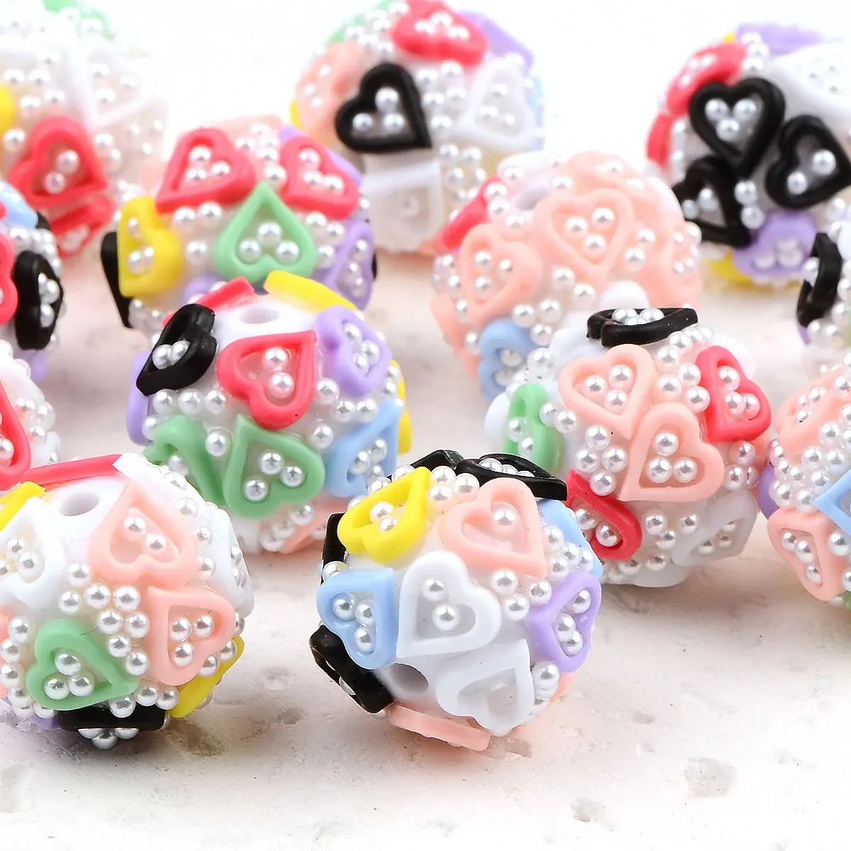 1 8 см 5 шт. разные цвета разноцветные вставки в форме сердца искусственный жемчуг