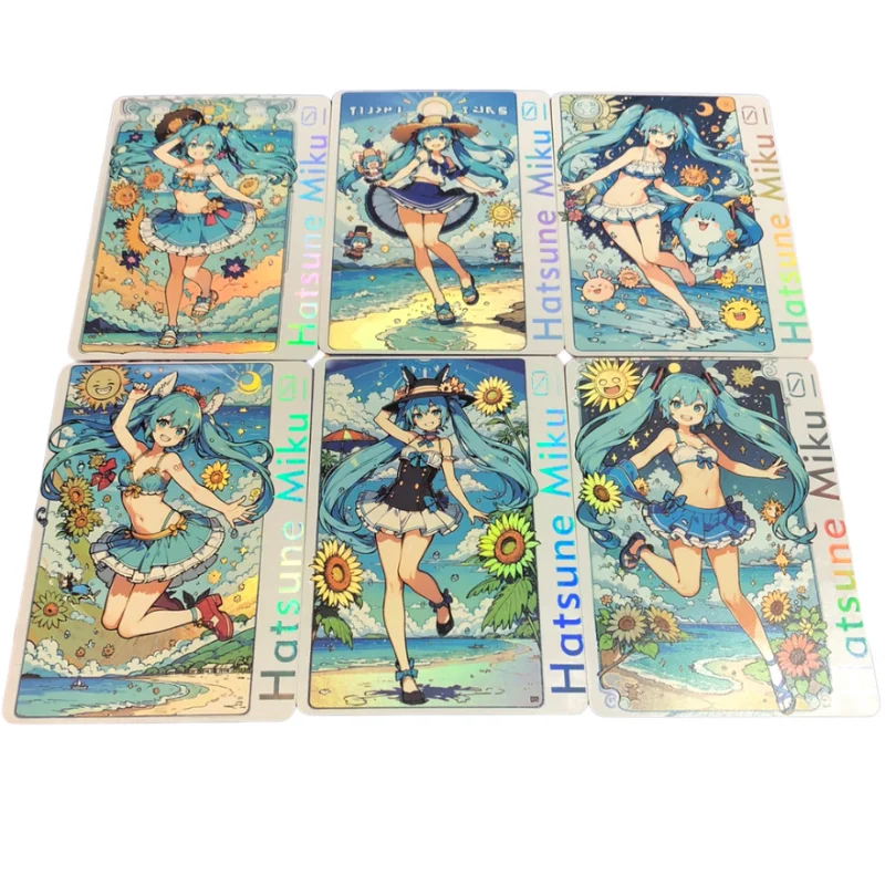 

Аниме игра Hatsune Miku, летняя серия Kawaii Girls DIY, коллекция флэш-карт, подарки, игрушки, 6 шт./набор, 64*90 мм
