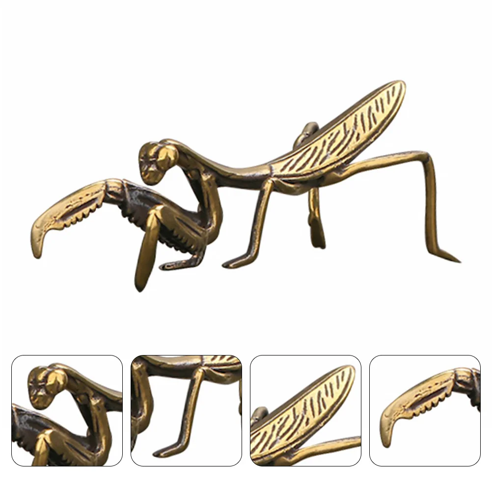 

Praying Mantis Ornament Chinoiserie Decor Desk Ornaments Toy Work Desk Decor Brass Living Room Ornaments Office
