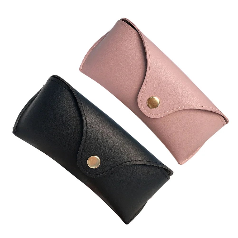 

2pcs Durable Leather Eyeglasses Cases Portable Glasses Holders (Black)