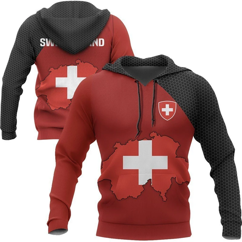 Фото Switzerland Flag 3D Print Hoodie Men's Clothes Simple Trend Hooded Coat Red Fashion Trend Spring New Oversized Hoodie 2025 Man №3