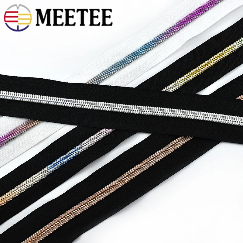 

5Meters 5# Nylon Zipper with Slider Bag Clothes Garment Zippers Tape Black White Sewing Zip Repair Kits DIY Supplies Accessories