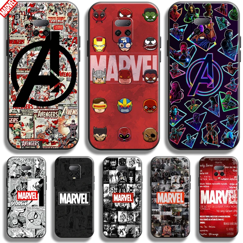 

Marvel Logo Avengers For Xiaomi Redmi Note 10 Lite Phone Case 6.67 Inch Soft Silicon Coque Cover Black Funda Captain America