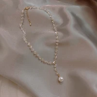 2022 new fashion shiny crystal necklace sexy pearl pendant necklace south korean womens neck jewelry trendy short necklace