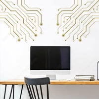 office decor technology circuit board wall decals computer it software science school workshop stickers removable mural 4945