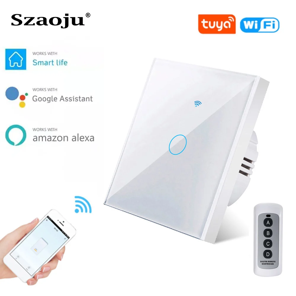 

Szaoju EU Smart Light Switch Wall Touch Switch With 433MHz 1Gang 1Way Smart Home Support Alexa Google Home Assistant For Android
