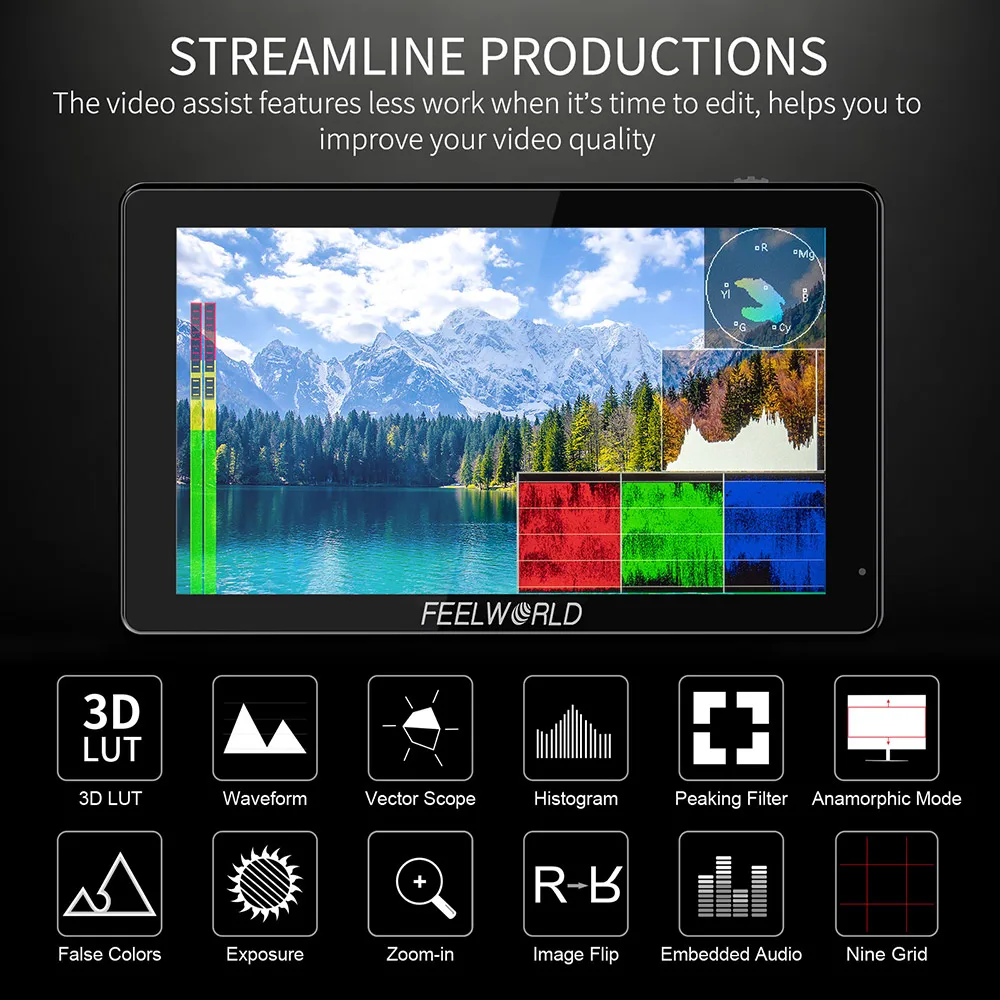 FEELWORLD Монитор с сенсорным экраном LUT5 5 дюймов 3000 нит Ультра яркая зеркальная