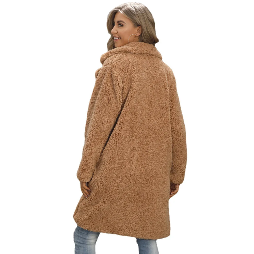 Spring and summer 2023 Women's suit collar coat coat women's medium long plush coat coat women