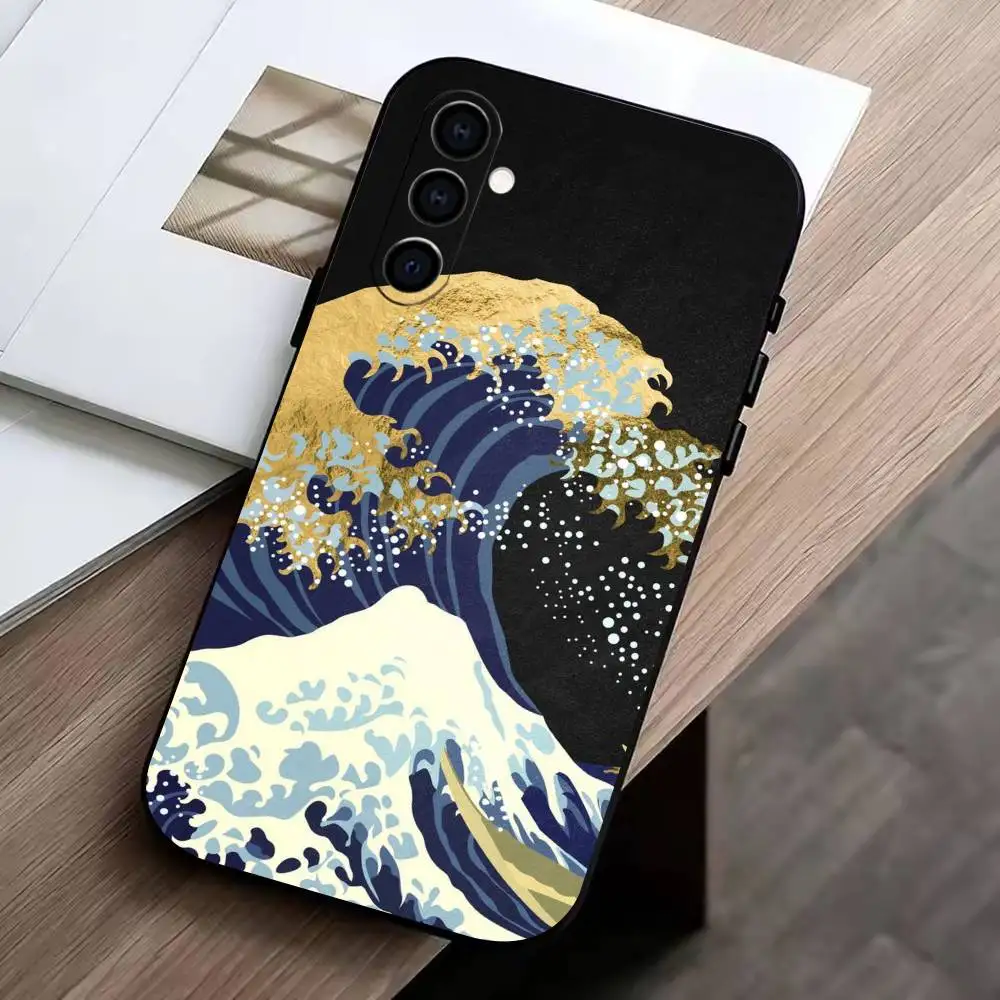 Чехол для телефона U-kiyo-e Ocean Waves art, черный, силиконовый, мягкий, для Samsung Galaxy A73, A72, A71, A70, A53, A52, A51 (art.: 3920da1743bb9) - 3920da1743bb9