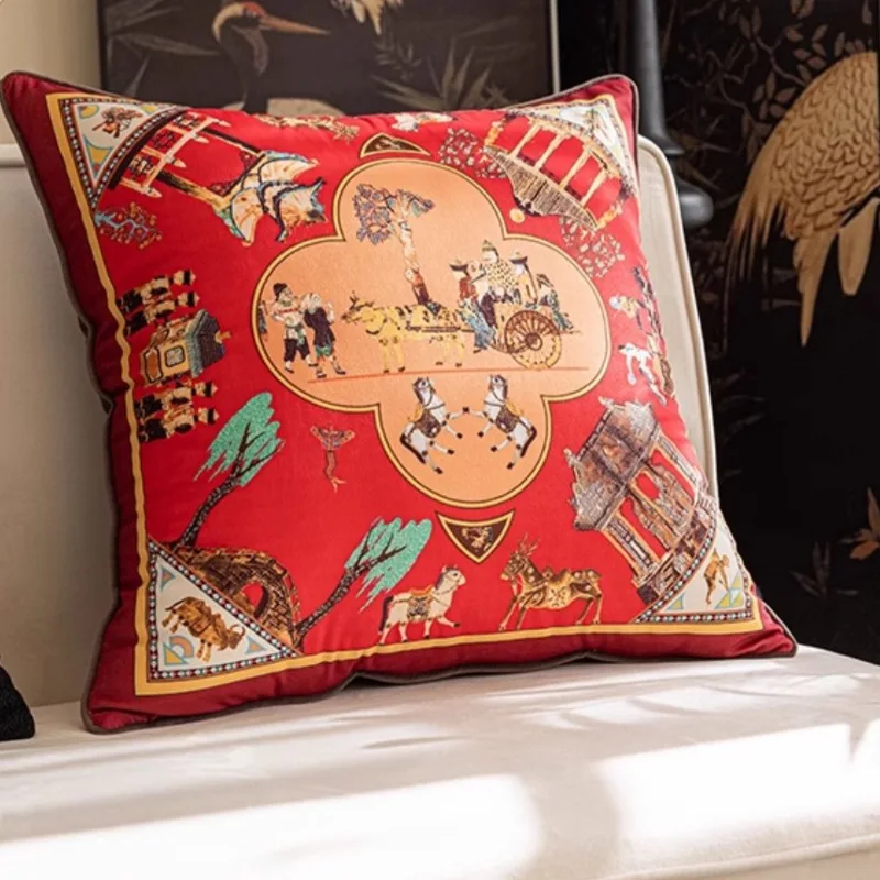 Роскошная Бархатная подушка синяя красная Подушка Ранняя 55x55 королевская