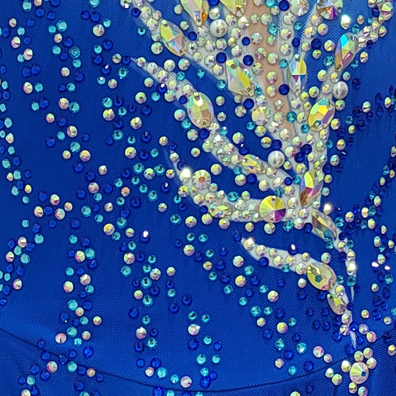 LIUHUO костюм для фигурного катания фитнеса и соревнований Детский навыков синий