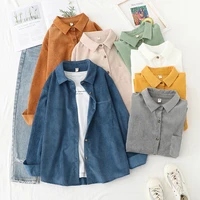corduroy women blouses shirts tunic womens tops and blouses 2021 womenswear long sleeve clothing button up down loose white new