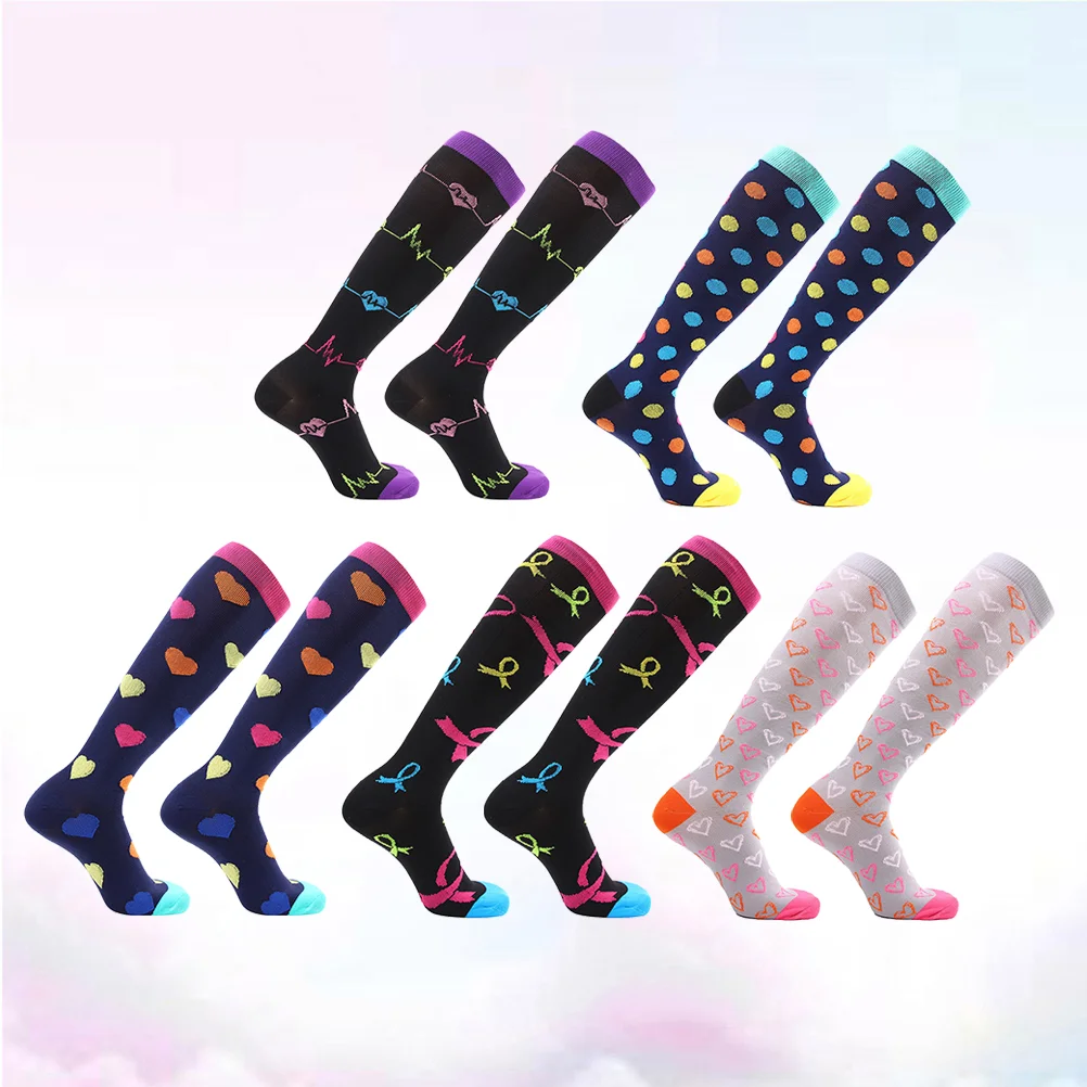 

5 Pair Running Socks Breathable Stockings And Men Marathon Running Socks Leg Protector Pressure Sock (S/M,