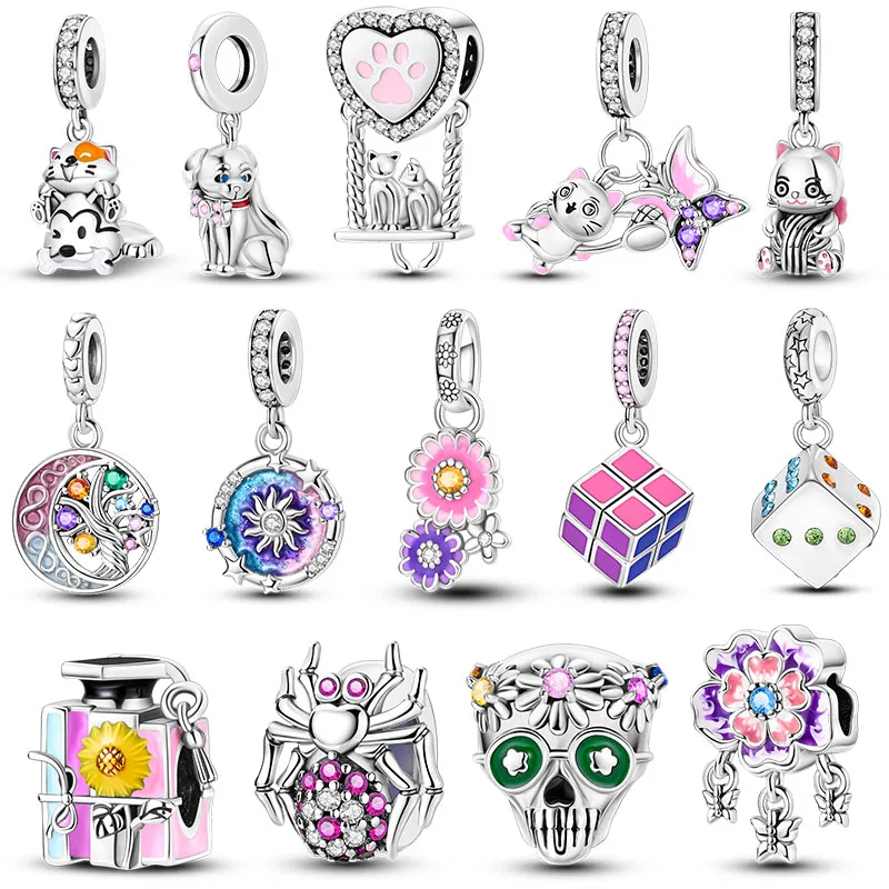 Посеребренные Подвески ромашка Милая кошка для женщин ювелирные изделия