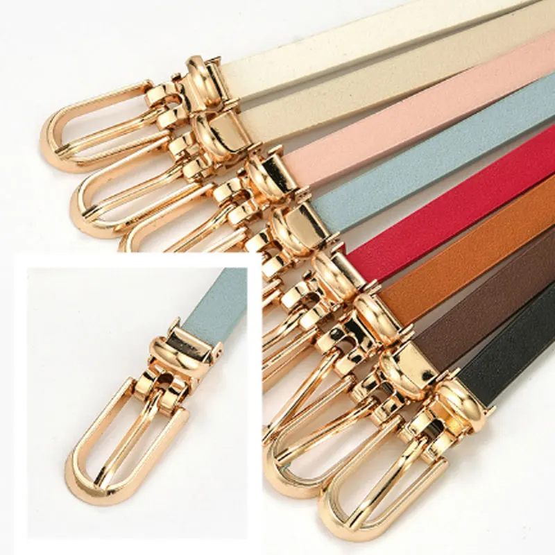 Fashion Women Belt PU Leather Thin Adjustable Waist Skinny Waistbands Solid Color Pants Jean Strap Alloy Pin Buckle |