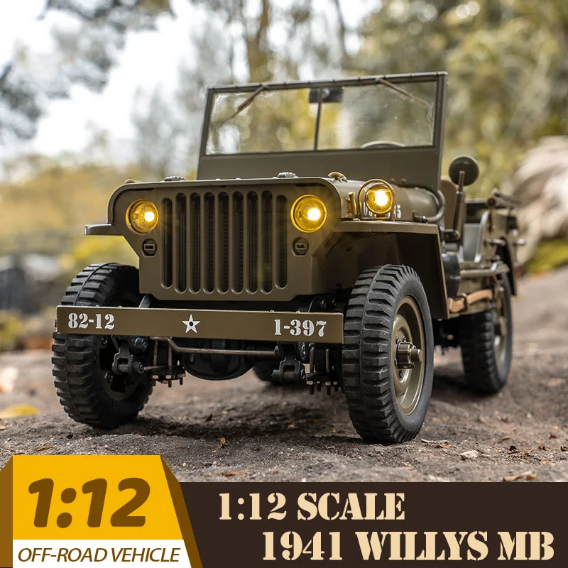 

FMS Радиоуправляемый автомобиль 1/12 1941 MB Scaler Willys Jeep 2,4G 4WD RTR, масштаб скалолазания, военный грузовик, внедорожник, фототехника