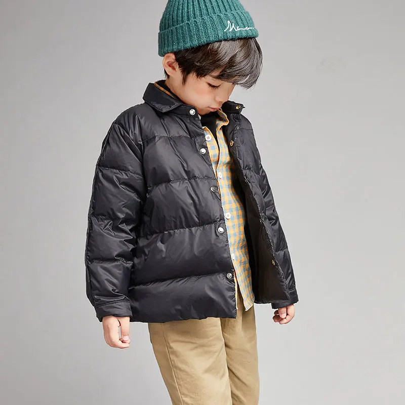 

New Autumn WinterChildren's Light Thin Warm Jacket Toddler Boys Shirt Collar White Duck Down Jacket For Girls