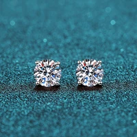 zircon stud earrings 14k white gold plated sterling silver 4 prong diamond earring for women men ear stud