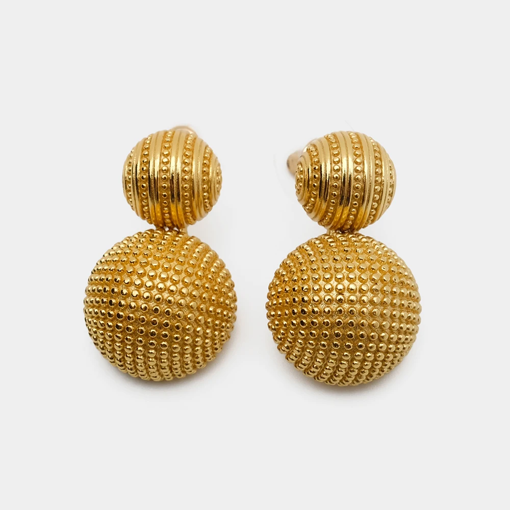 

JBJD round earrings geo cute metal ball drop earrings lady runway show accessories vintage jewelry geo metal earrings