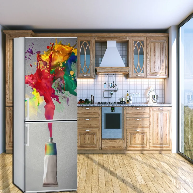 

Splash Ink Art Refrigerator Magnet Color Pigments Fridge Stickers PVC Waterproof Self-adhesive Mural Decal Home Kitchen Decor
