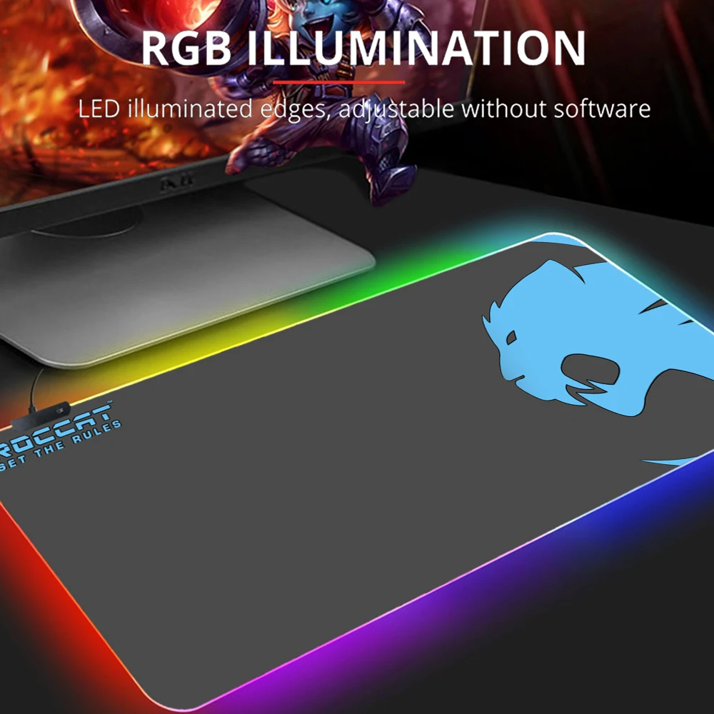 Игровой коврик для мыши Roccat RGB геймерский компьютерный с подсветкой большой
