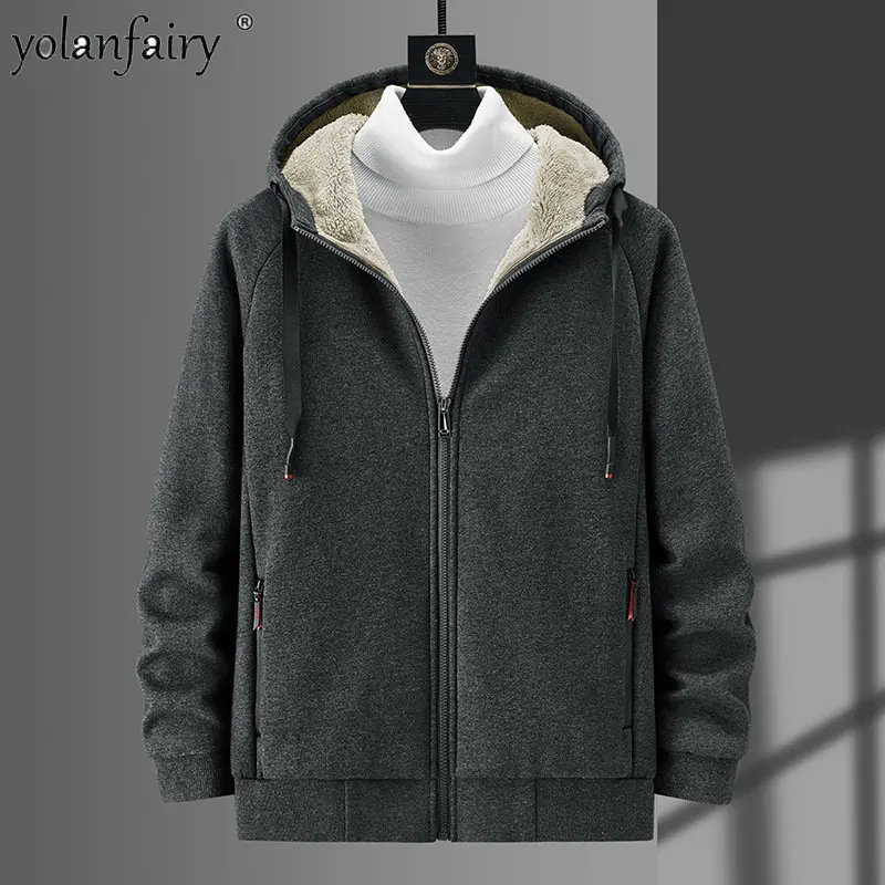 

Autumn Winter 2022 New Men’s Jackets Zip Up Hoodie Male Plush Hooded Sweater False Cashmere Sweat Oversize Cotton Jacket 8XL FCY