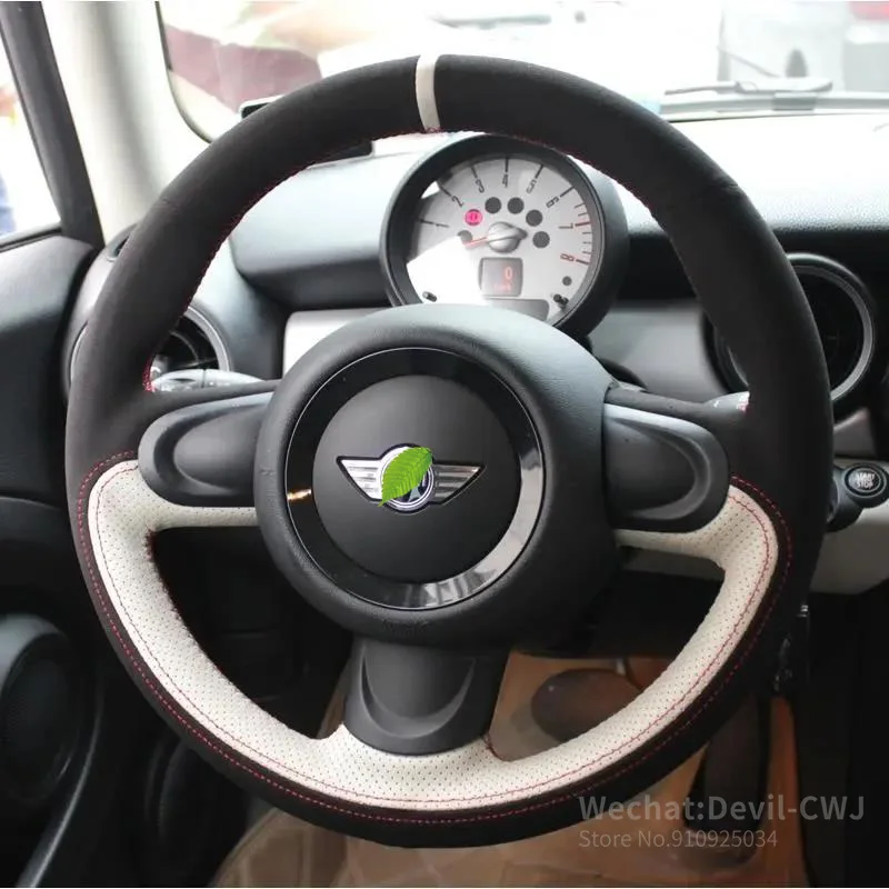 

Alcantara Suede Carbon Fible Handle Grip Cover for BMW Mini Leather Flip Hand Sewn Steering Wheel Cover Car Interior Accessories