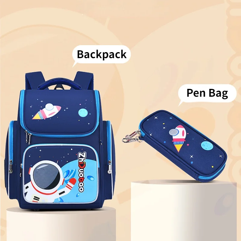 Grade 1-3-6 Children Cartoon Astronaut Space Backpacks New Primary Girl Boy Cute Large Capacity School Pen Bags for Students Hot