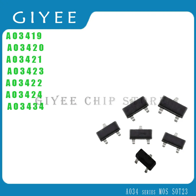 

50 шт./партия, AO3419 AO3420 AO3421 AO3423 AO3422 AO3424 AO3434 SOT23