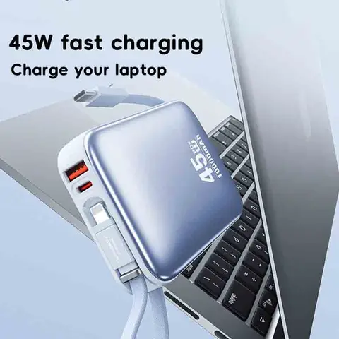 20000 мАч Power Bank PD 45 Вт Портативный кабель USB C Быстрая зарядка Мобильный внешний аккумулятор для Samsung iPhone Xiaomi