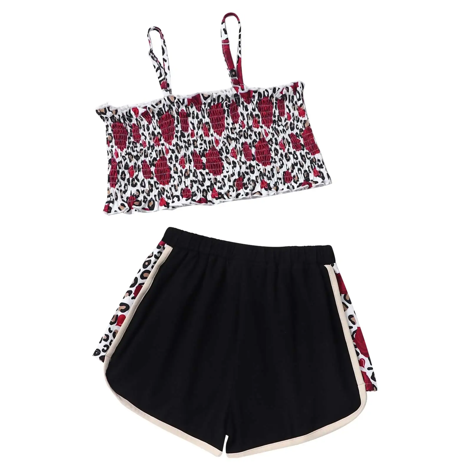 Летний модный детский спортивный костюм для девочек повседневный тренировочный