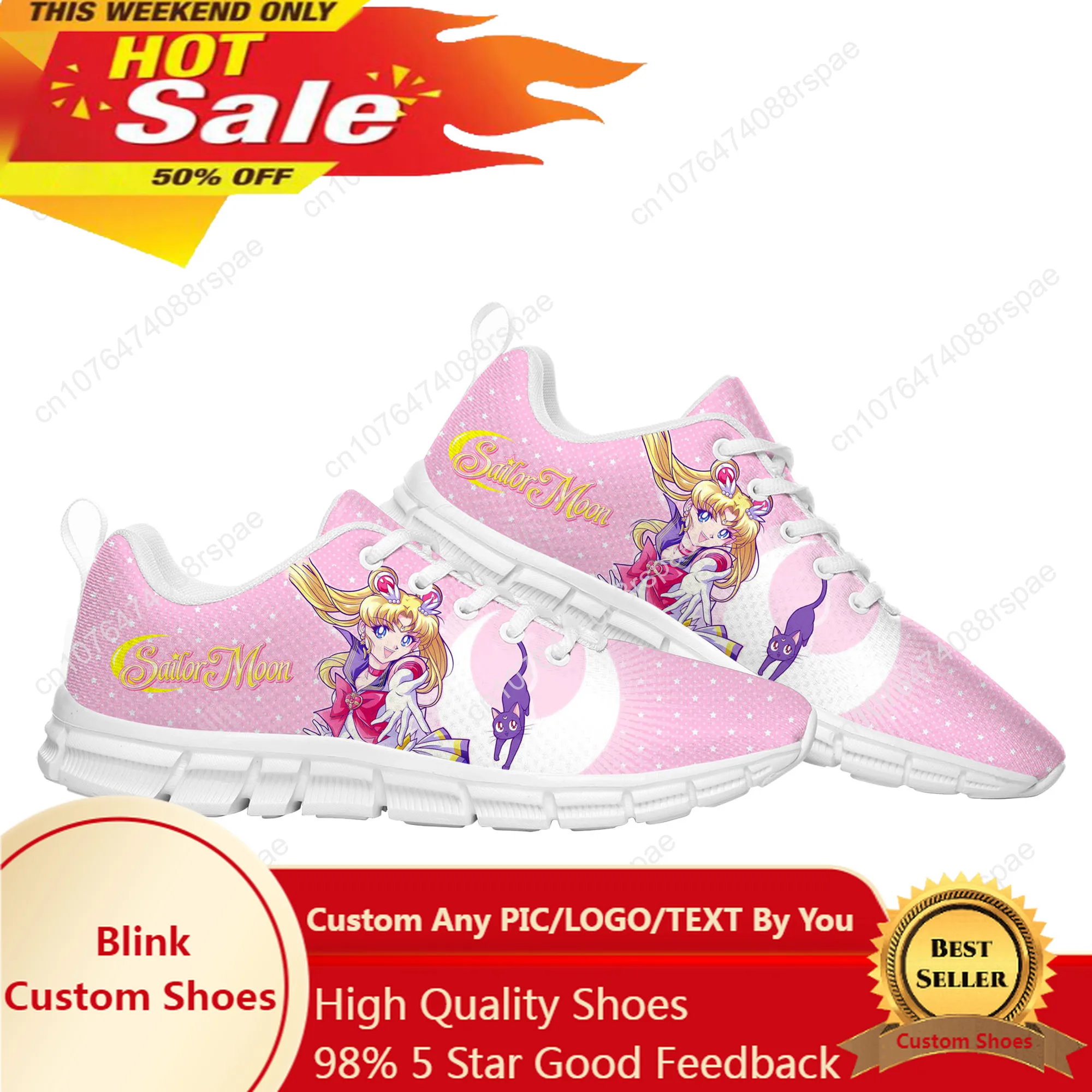 

Hot Anime Moon Manga Cartoon Sailor Sports Shoes Mens Womens Teenager Kids Children Sneakers Casual Custom Quality Couple Shoes
