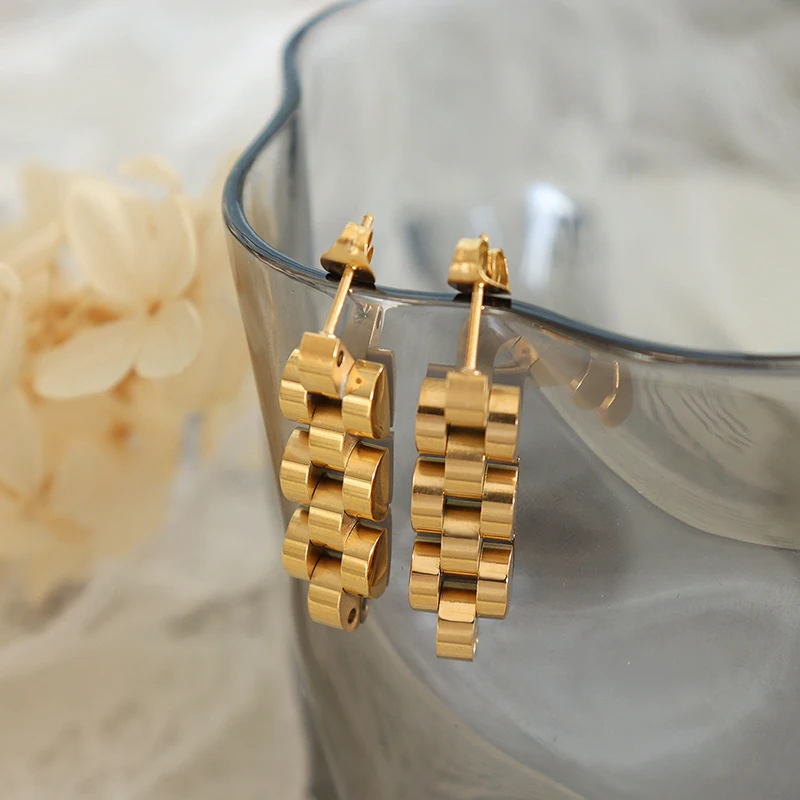 

Watch Chain Earrings Jewelry Stainless Steel Earrings Creative Jewelry Ladies Fashion Accessories Personality Trend Wholesale