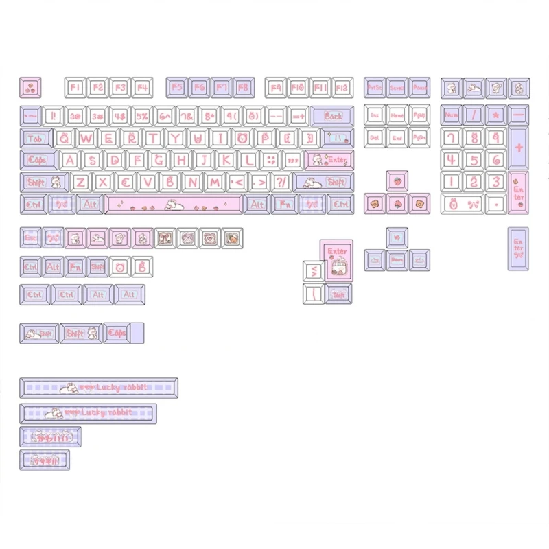 

144 клавиши Milk Rabbit Keycaps XDA PBT Dye-Subed Механическая клавиатура Keycap Набор Прямая поставка